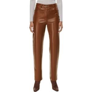 Aritzia Wilfred the Melina Pant High Waisted Vegan Leather Pants Cognac Women 12